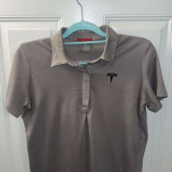 Tesla casual button down shirt gray - Picture 1 of 6